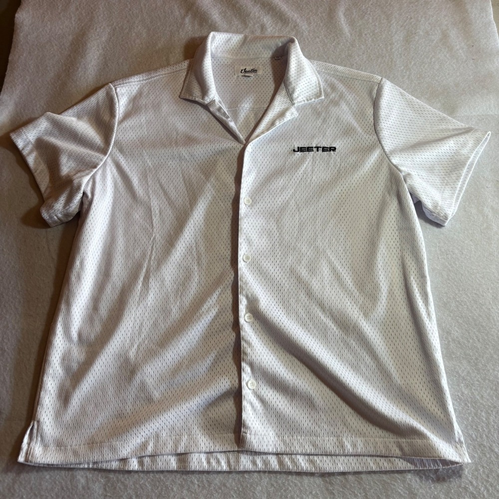 Jeeter Mens White Mesh Button‎ Up Shirt Short Sleeve Casual Size M